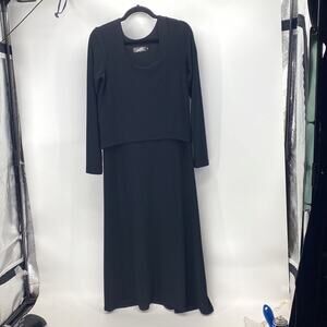 Simpli faux layered long sleeve maxi jersey dress lagenlook minimalist size 8